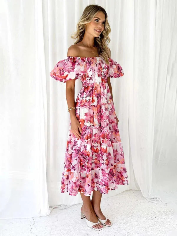 "Carmyn - Flowing floral tiered summer dress in lightweight cotton blend with colorful floral pattern, perfect for warm…